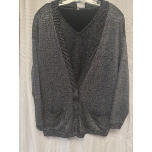 Vintage Avon Fashions 2 pc Metallic Knit Sweater Cardigan Set